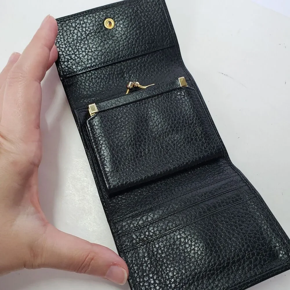 Hunting World Vintage Italian Black Wallet Credit Card Holder 3in1 Small‎